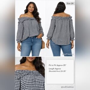 RACHEL Rachel Roy Women's Gingham Top Size 2X